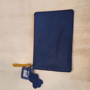 NWT Love Vivid navy leather clutch